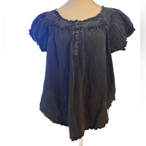 We the Free Oversized Top Black Gray Small